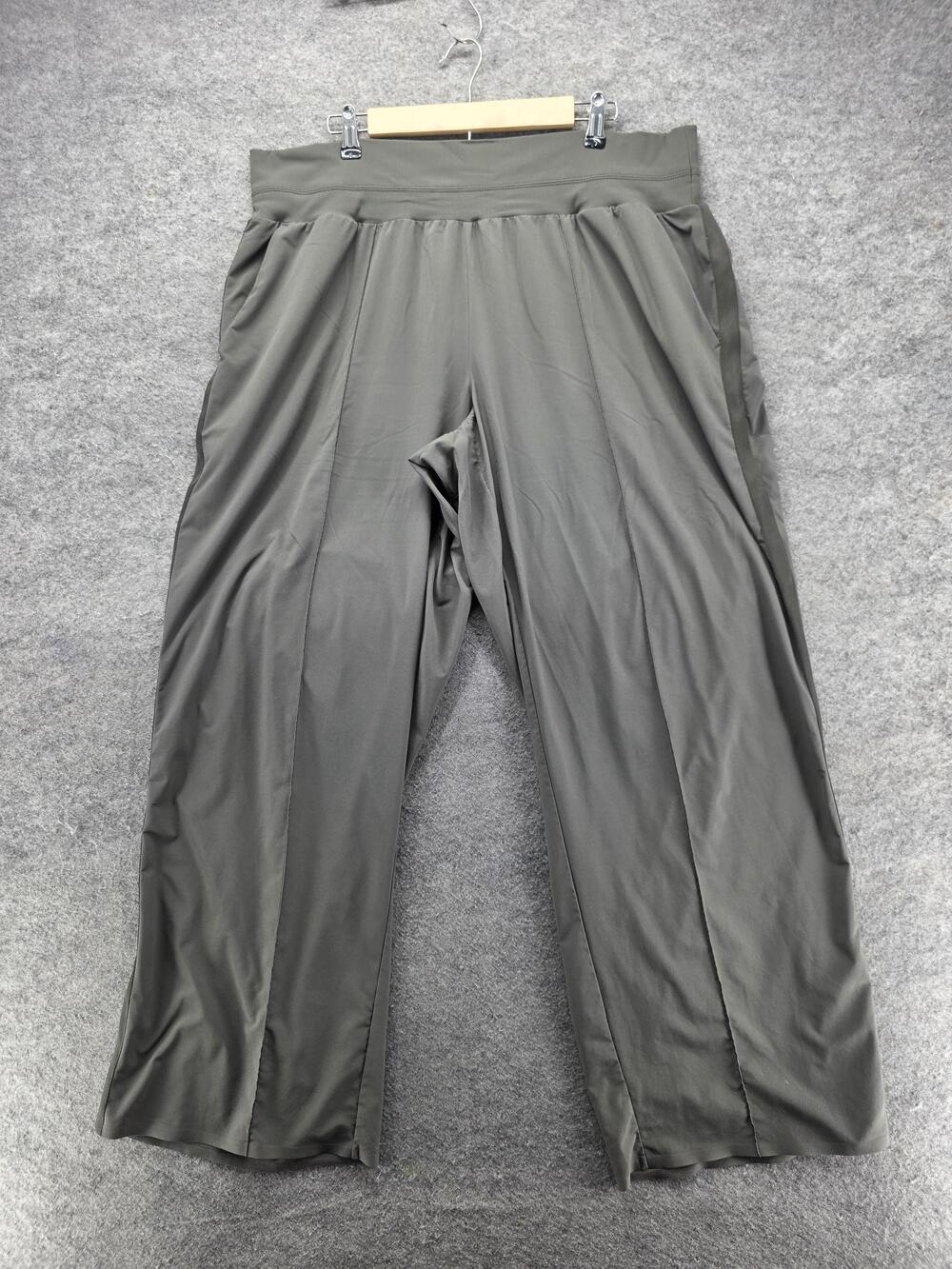 Athleta Pants Womens 18 Green Nolita Wide Leg Pleated Pull On Stretch 32 In